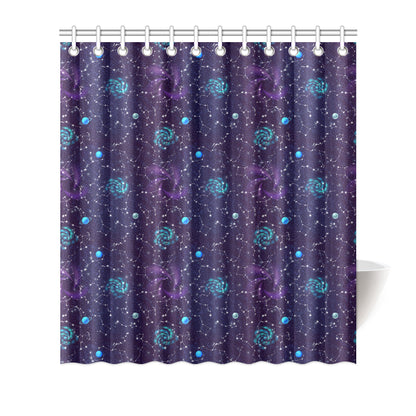 Zodiac Galaxy Design Print Shower Curtain