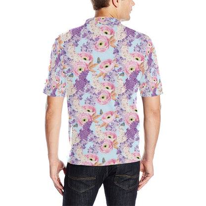Lilac Pattern Print Design LI03 Men Polo Shirt