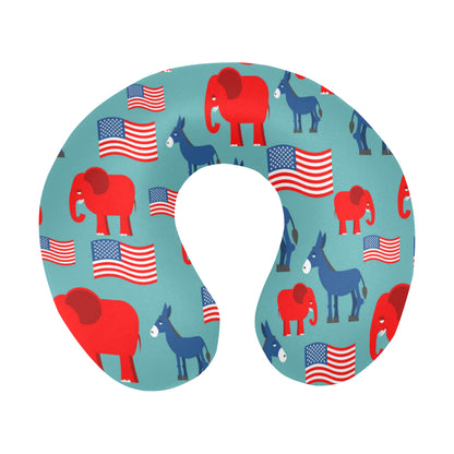 Donkey Red Elephant Pattern Print Design 03 U-Shaped Travel Neck Pillow