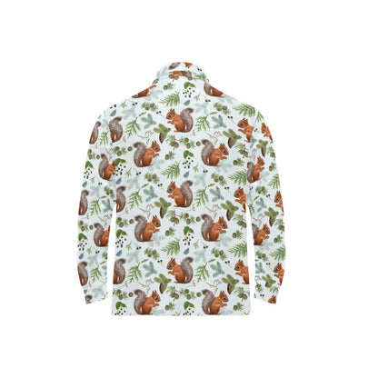 Squirrel Print Design LKS308 Long Sleeve Polo Shirt For Men's