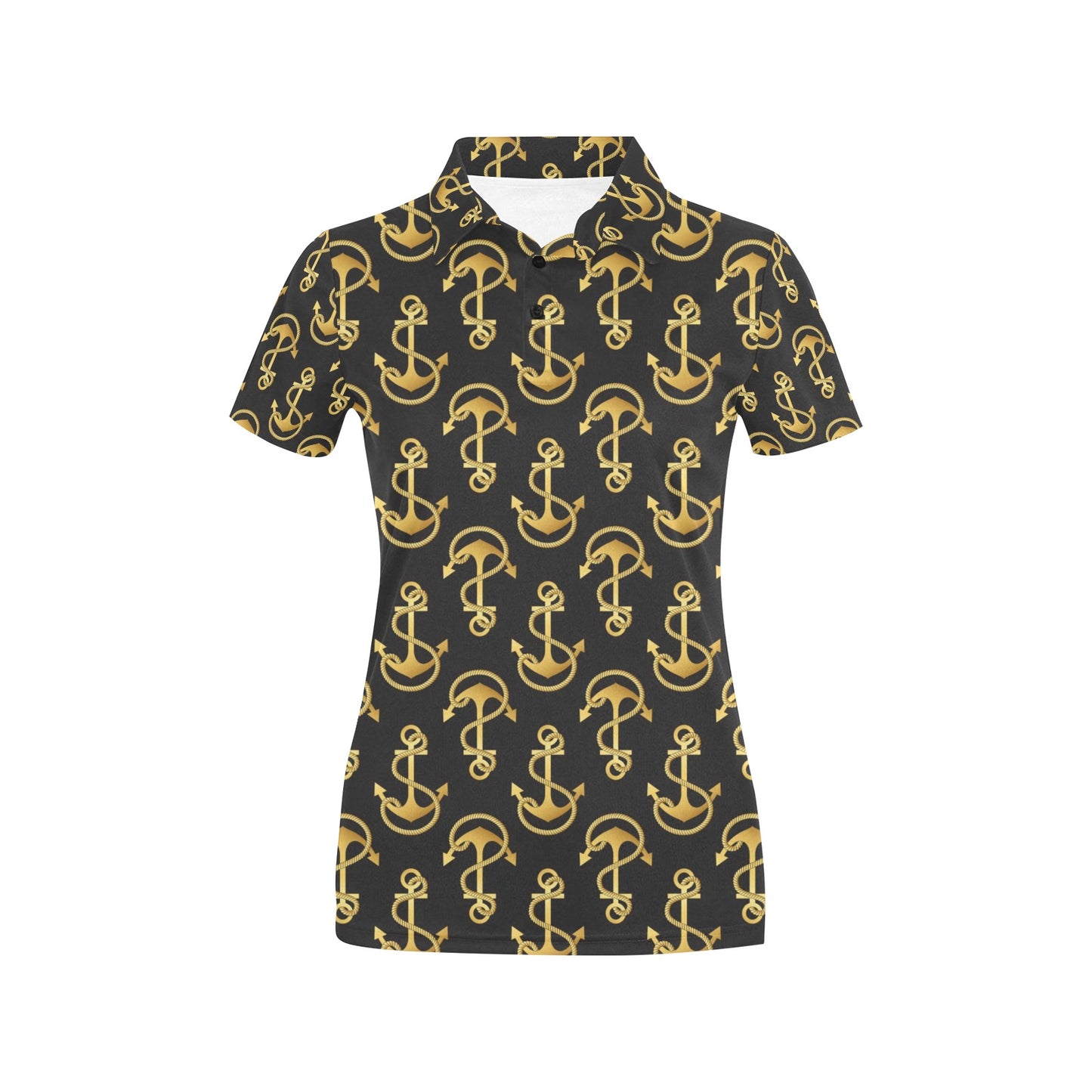 Anchor Gold Pattern Women's Polo Shirt