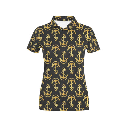Anchor Gold Pattern Women's Polo Shirt