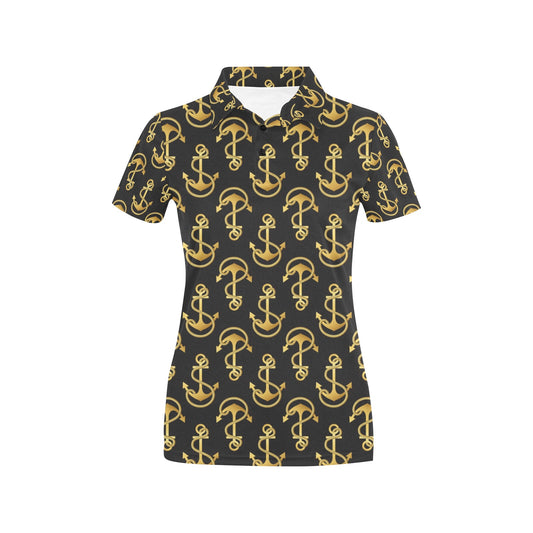 Anchor Gold Pattern Women's Polo Shirt