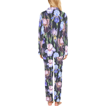 Iris Pattern Print Design IR04 Women's Long Pajama Set