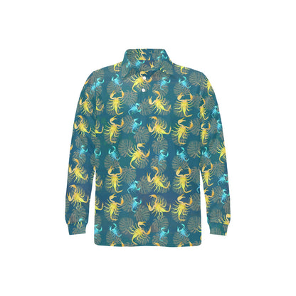 Scorpion Pattern Print Design 02 Long Sleeve Polo Shirt For Men's