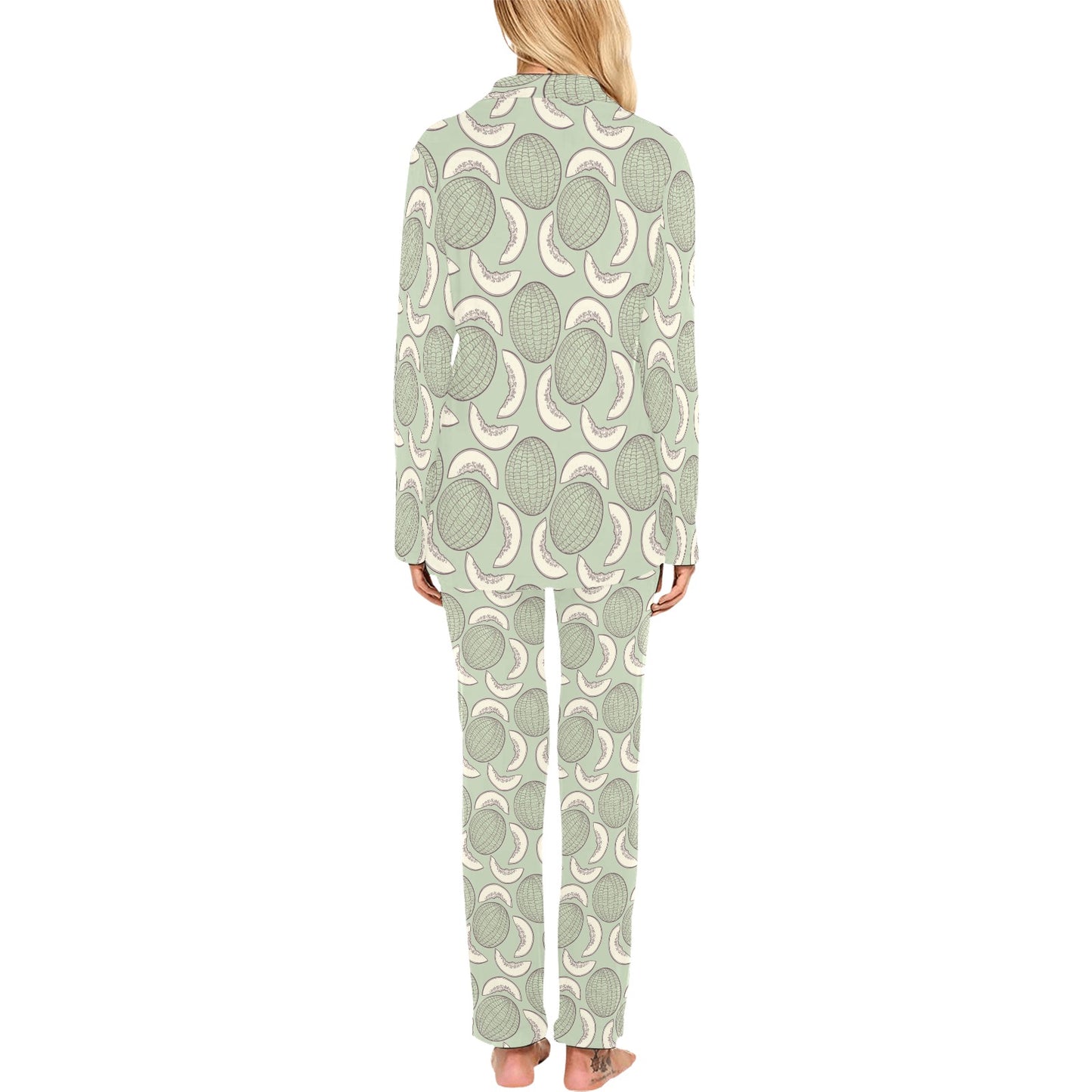 Cantaloupe Pattern Print Design 01 Women's Long Pajama Set