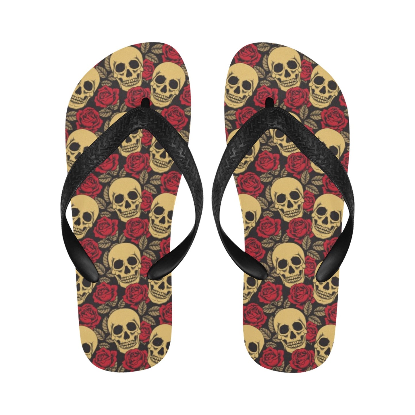 Skull And Roses Print Design LKS302 Flip Flops