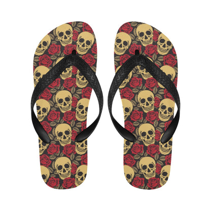 Skull And Roses Print Design LKS302 Flip Flops