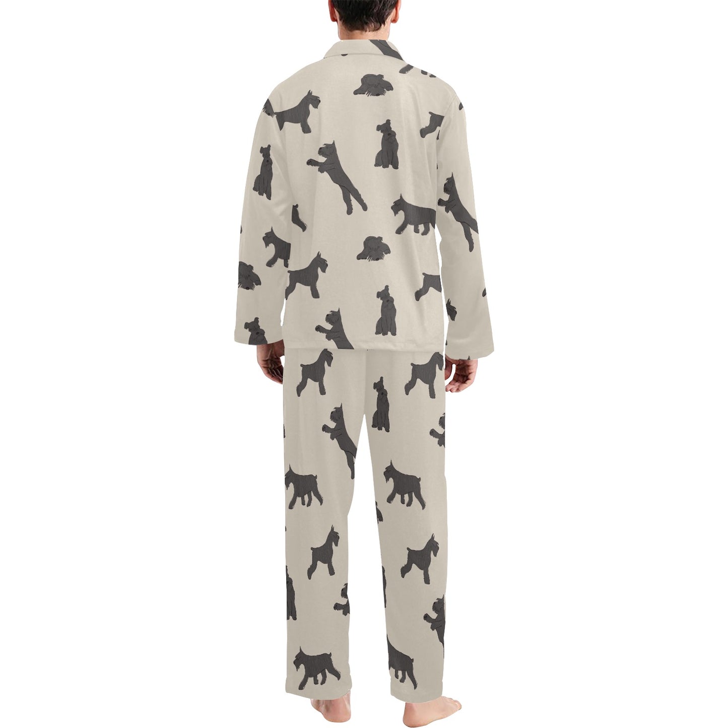 Schnauzers Pattern Print Design A06 Men's Long Pajama Set