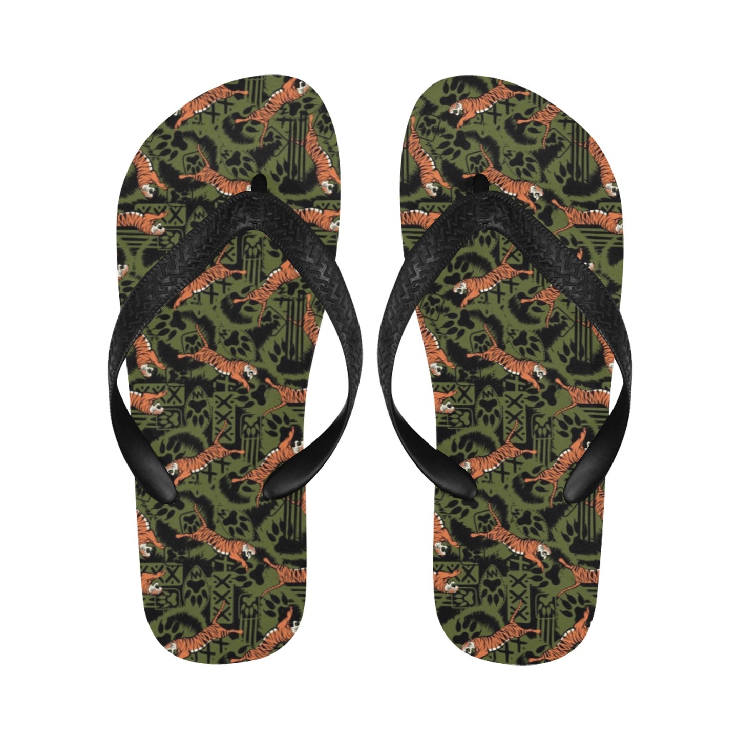 Tiger Pattern Print Design LKS303 Flip Flops
