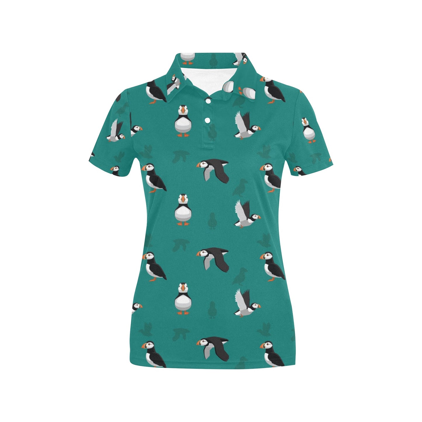 Puffin Pattern Print Design A02 Women's Polo Shirt