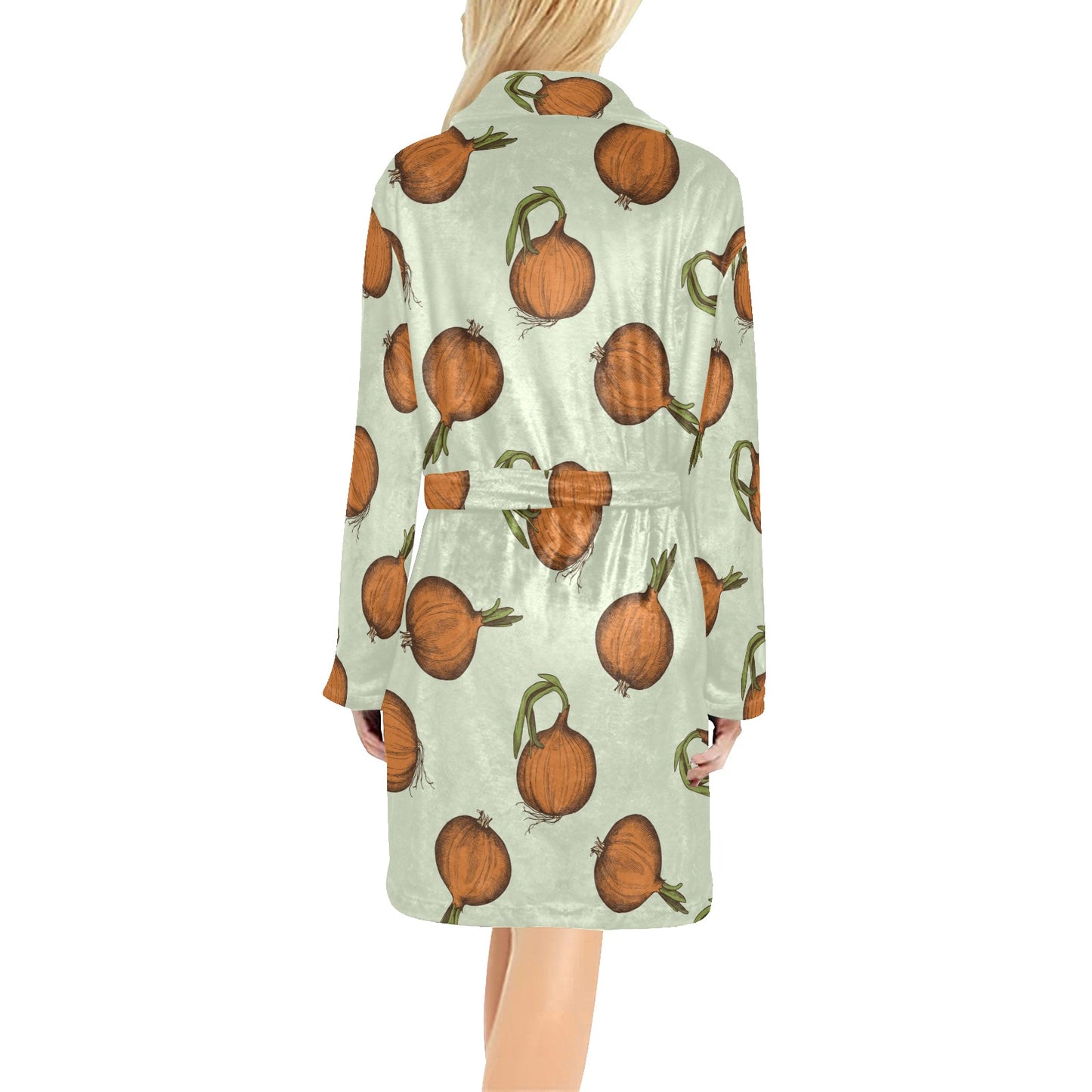 Onion Pattern Print Design A05 Women's Fleece Robe