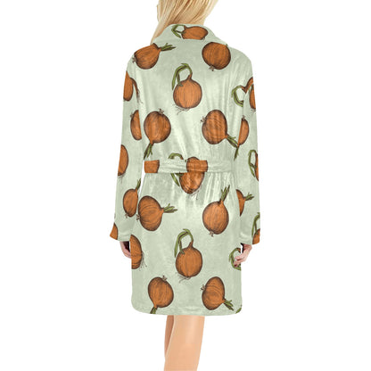 Onion Pattern Print Design A05 Women's Fleece Robe