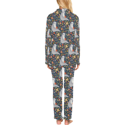 Sloth Print Design LKS303 Women's Long Pajama Set