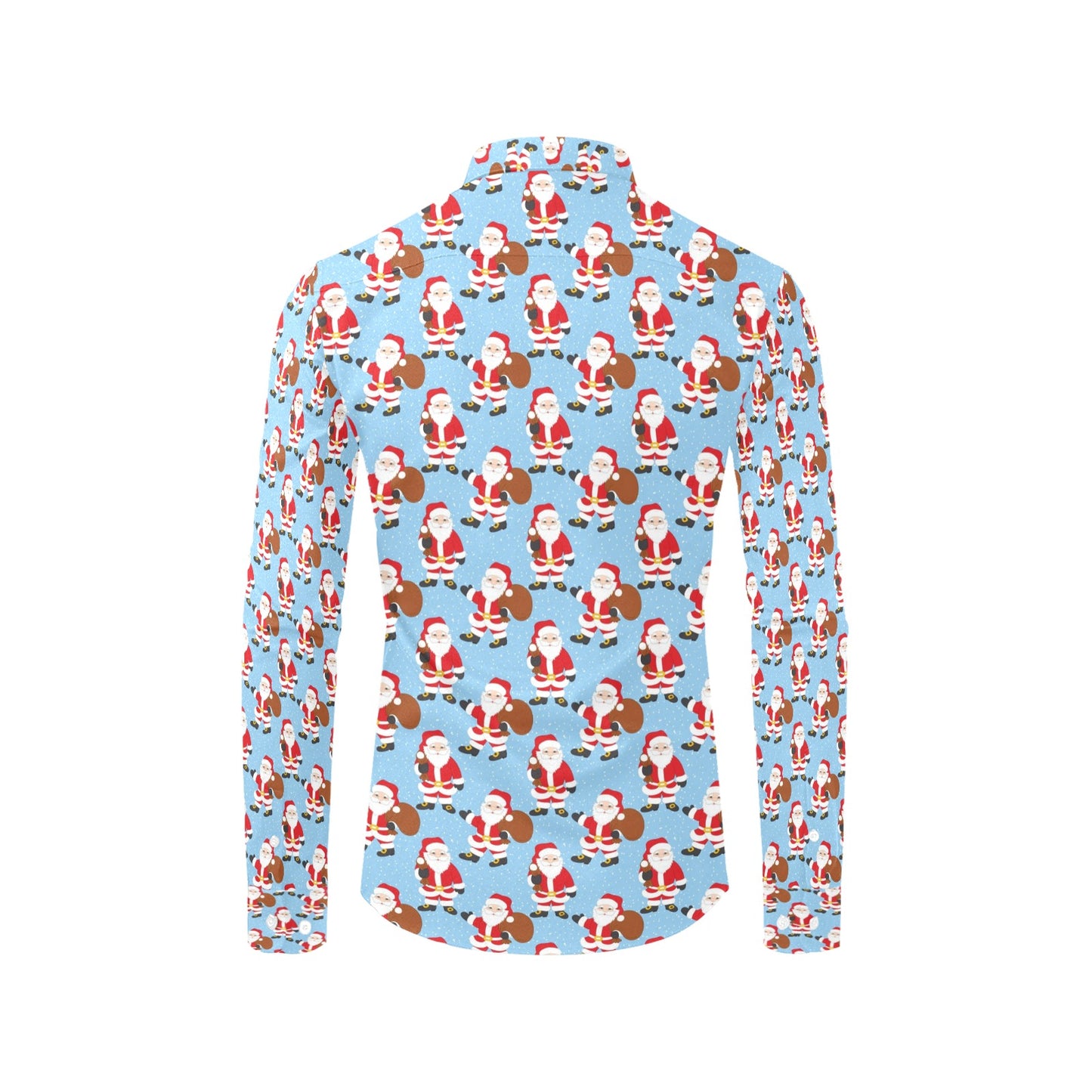 Santa Christmas Themed Print Design LKS305 Men's Long Sleeve Dress Shirt