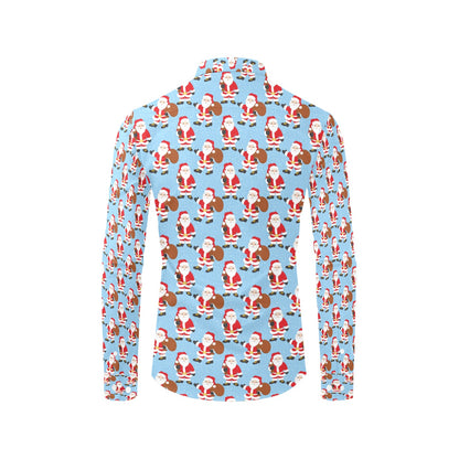 Santa Christmas Themed Print Design LKS305 Men's Long Sleeve Dress Shirt