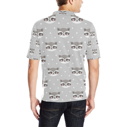 Raccoon Pattern Print Design A04 Men Polo Shirt