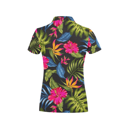 Bird Of Paradise Pattern Print Design BOP014 Women's Polo Shirt
