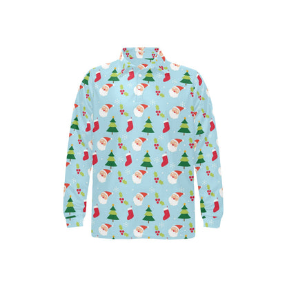 Santa Themed Print Design LKS301 Long Sleeve Polo Shirt For Men's