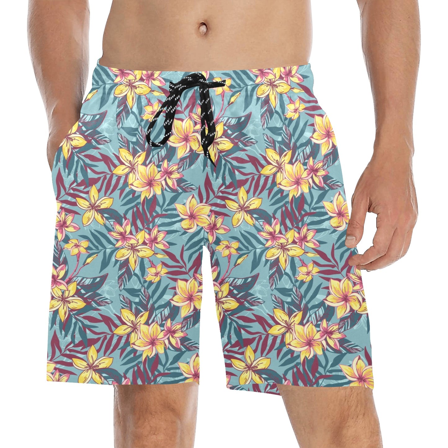 Summer Floral Print Design LKS304 Men's Swim Trunks Beach Shorts