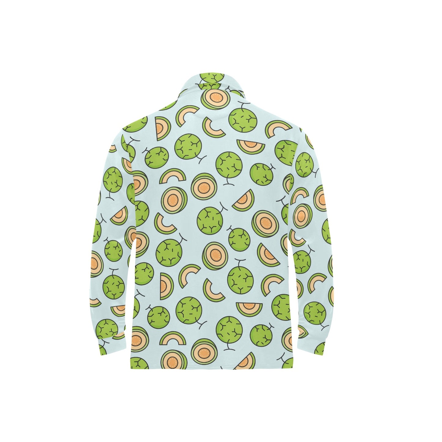 Cantaloupe Pattern Print Design 02 Long Sleeve Polo Shirt For Men's