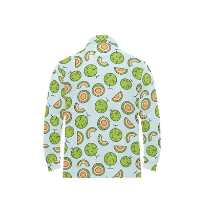 Cantaloupe Pattern Print Design 02 Long Sleeve Polo Shirt For Men's