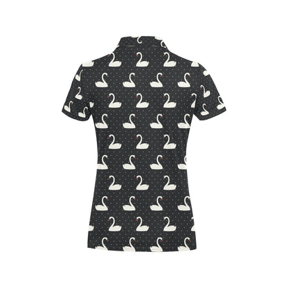 Swan Print Design LKS401 Women's Polo Shirt