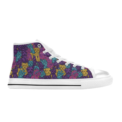 Yorkshire Terriers Print Design LKS3010 Men's High Top Canvas Shoes