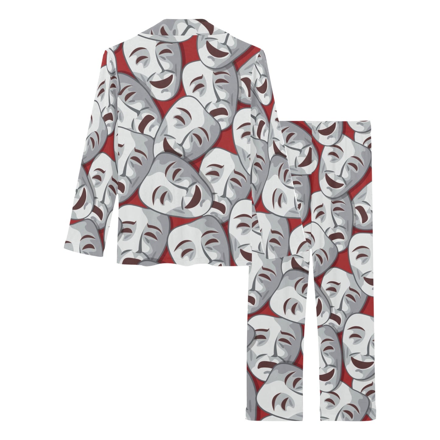 Acting Mask Pattern Print Design 01 Women's Long Pajama Set