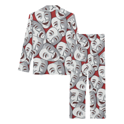 Acting Mask Pattern Print Design 01 Women's Long Pajama Set