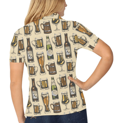 Beer Pattern Print Design 04 Women's Polo Shirt