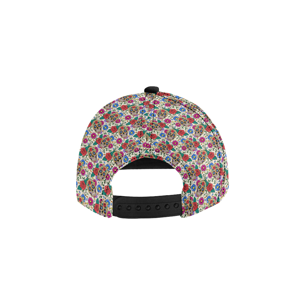 Sugar Skull Colorful Themed Print Snapback Cap