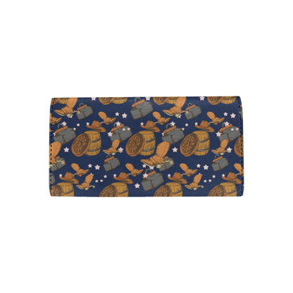 Cowboy Pattern Print Design 03 Women's Trifold Wallet
