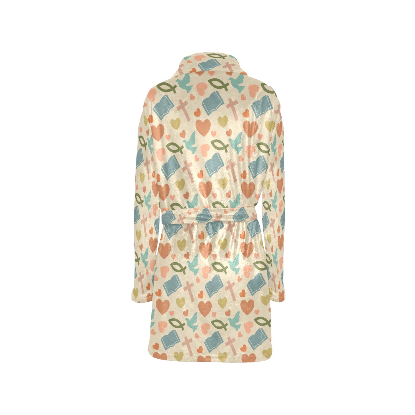 Christian Symbol Pattern Women's Fleece Robe