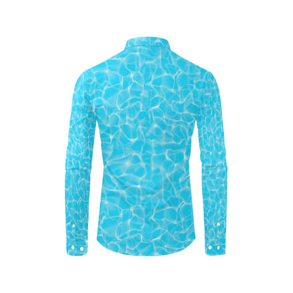 Swimming Pool Texture Print Design LKS301 Men's Long Sleeve Dress Shirt