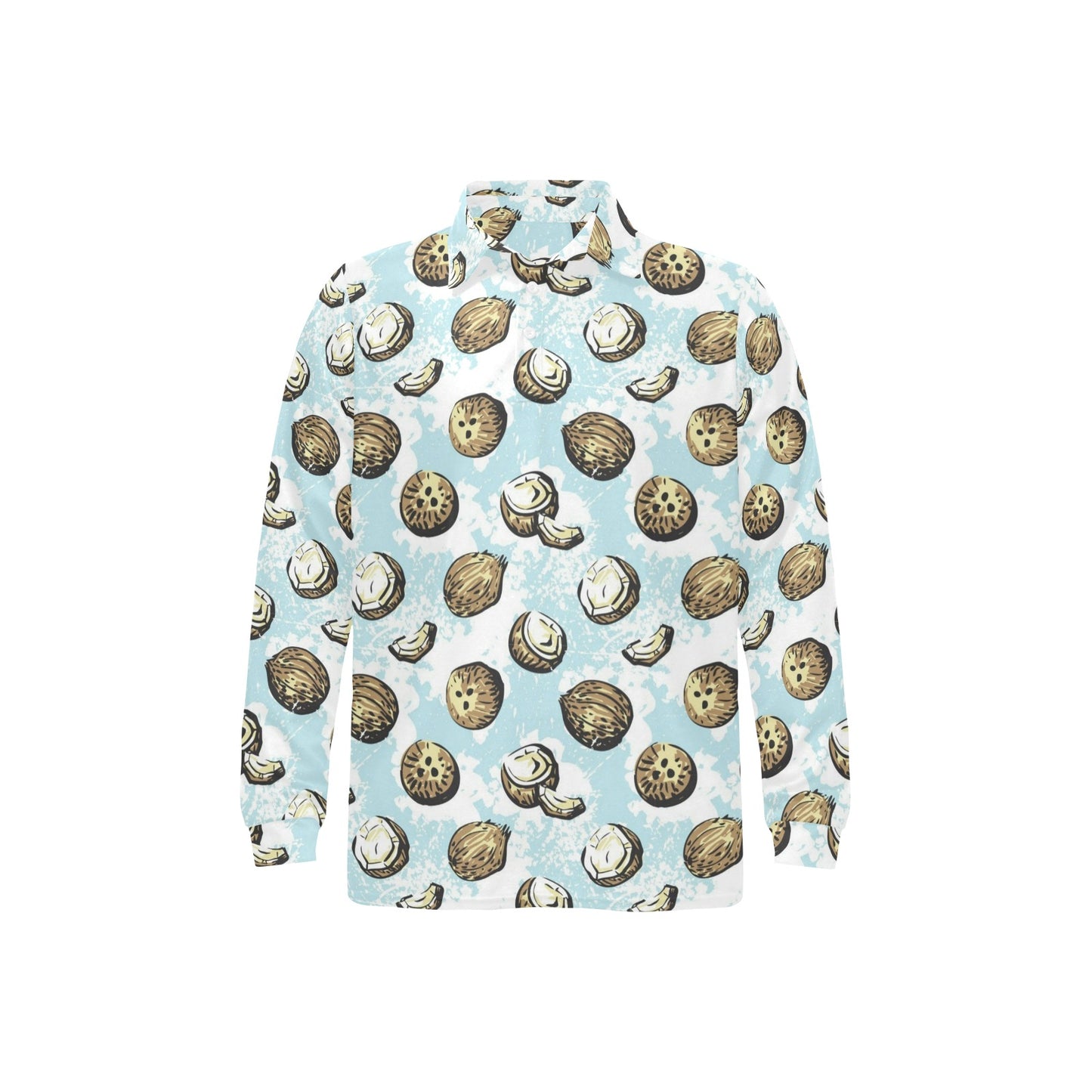 Coconut Pattern Print Design CN01 Long Sleeve Polo Shirt For Men's