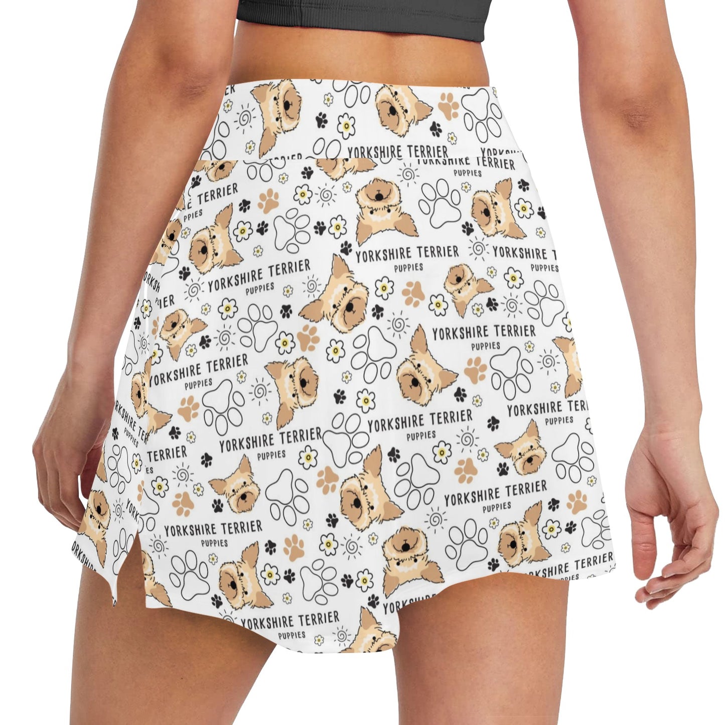 Yorkshire Terriers Print Design LKS308 17" Golf & Pickleball Skort with Pockets