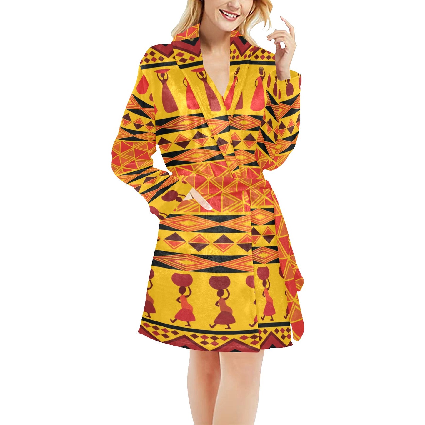 African Pattern Print Design 01 Women's Fleece Robe