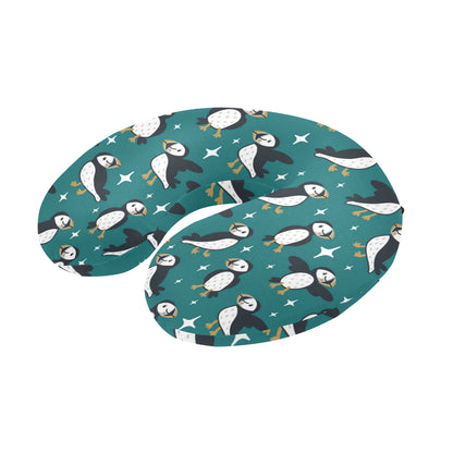 Puffin Pattern Print Design A05 U-Shaped Travel Neck Pillow