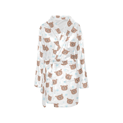 Bear Pattern Print Design BE02 Women's Fleece Robe
