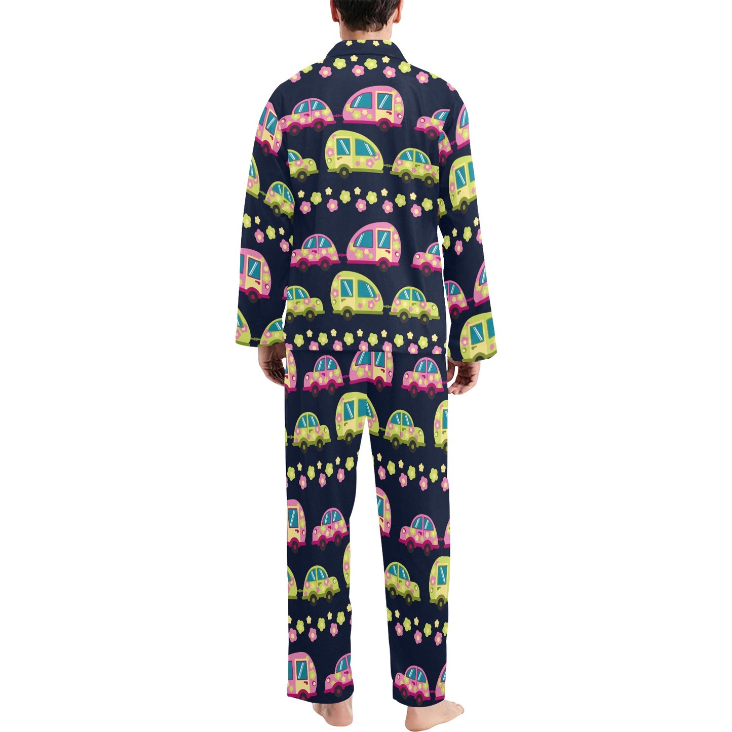 Camper Cute Camping Design No 3 Print Men's Long Pajama Set