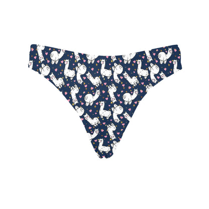 Alpaca Heart Star Design Themed Print Women's Thongs