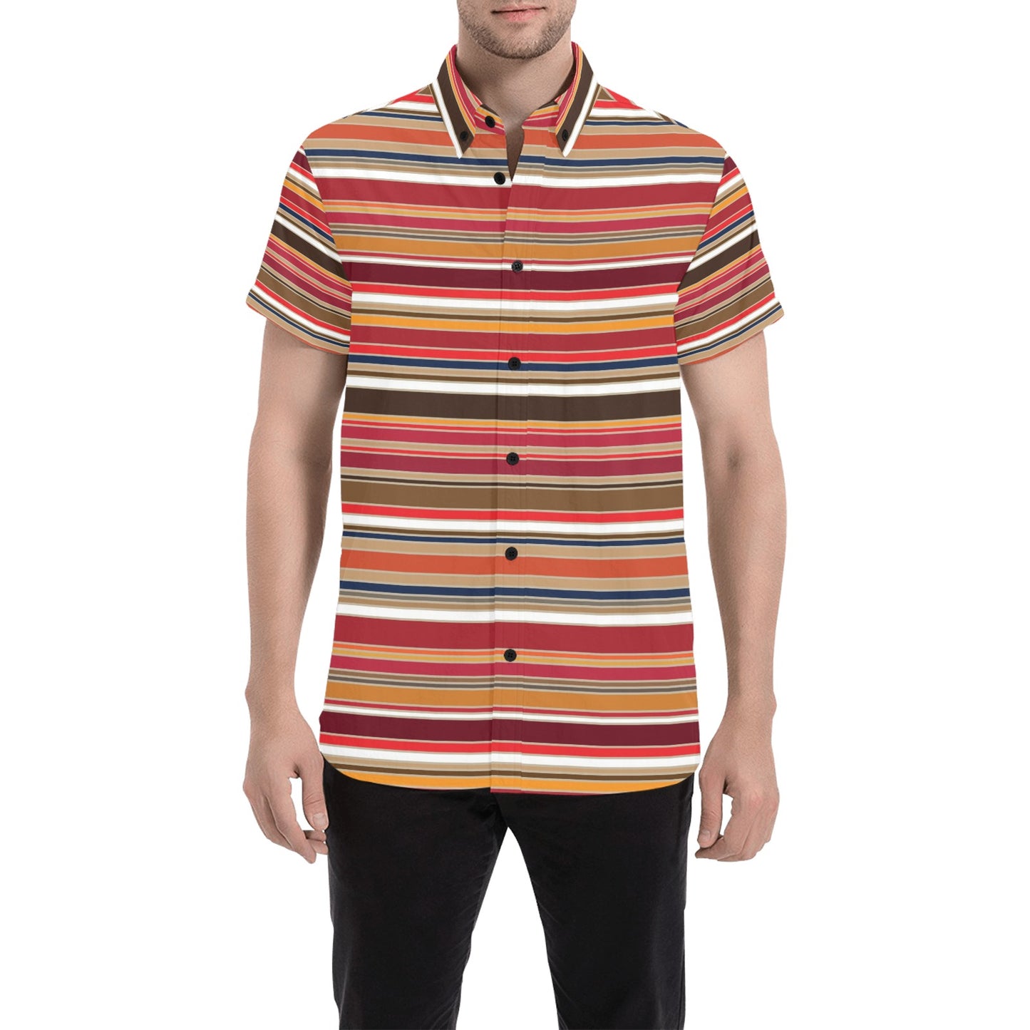 Serape Print Design LKS301 Men Short Sleeve Button Up Shirt