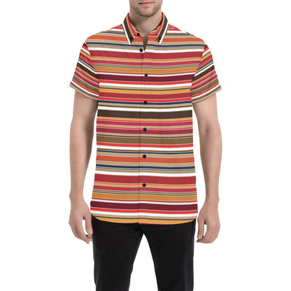 Serape Print Design LKS301 Men Short Sleeve Button Up Shirt