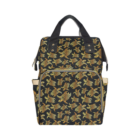 Gold Tribal Turtle Polynesian Themed Diaper Bag Backpack