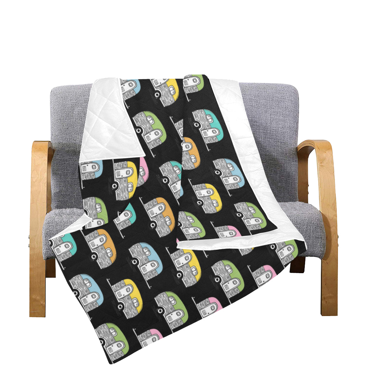 Camper Pattern Camping Themed No 2 Print Premium Quilt