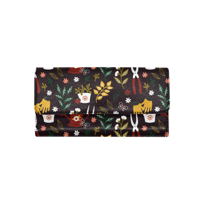 Gardening Pattern Print Design G05 Women's Trifold Wallet