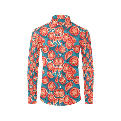 Tomato Print Design LKS301 Men's Long Sleeve Dress Shirt