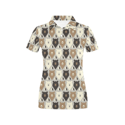 Bear Pattern Print Design 04 Women's Polo Shirt