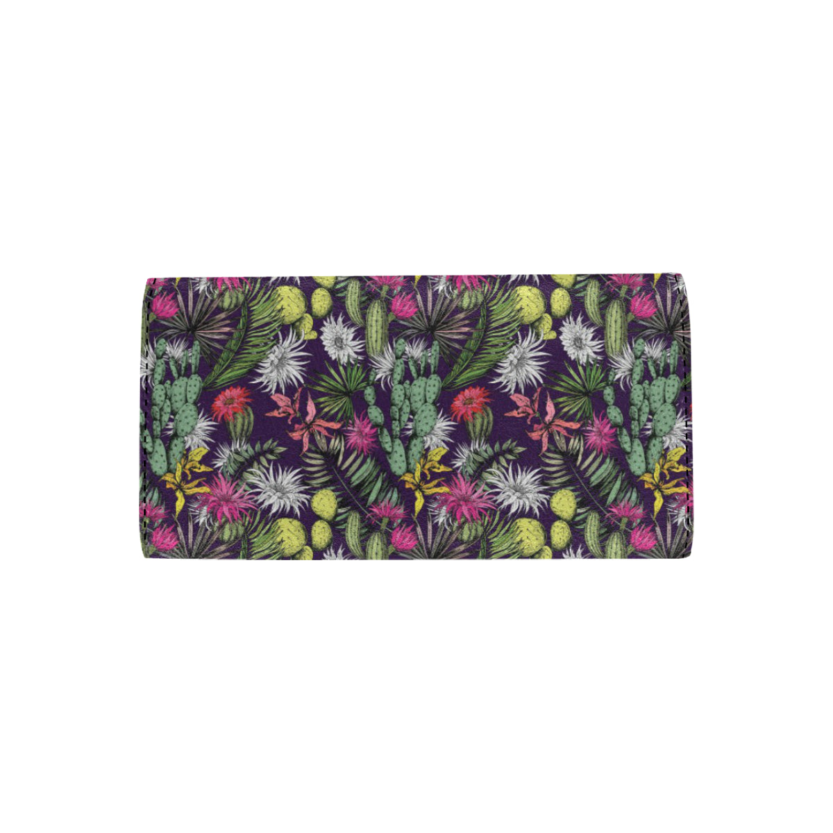 Cactus Pattern Print Design 08 Women's Trifold Wallet